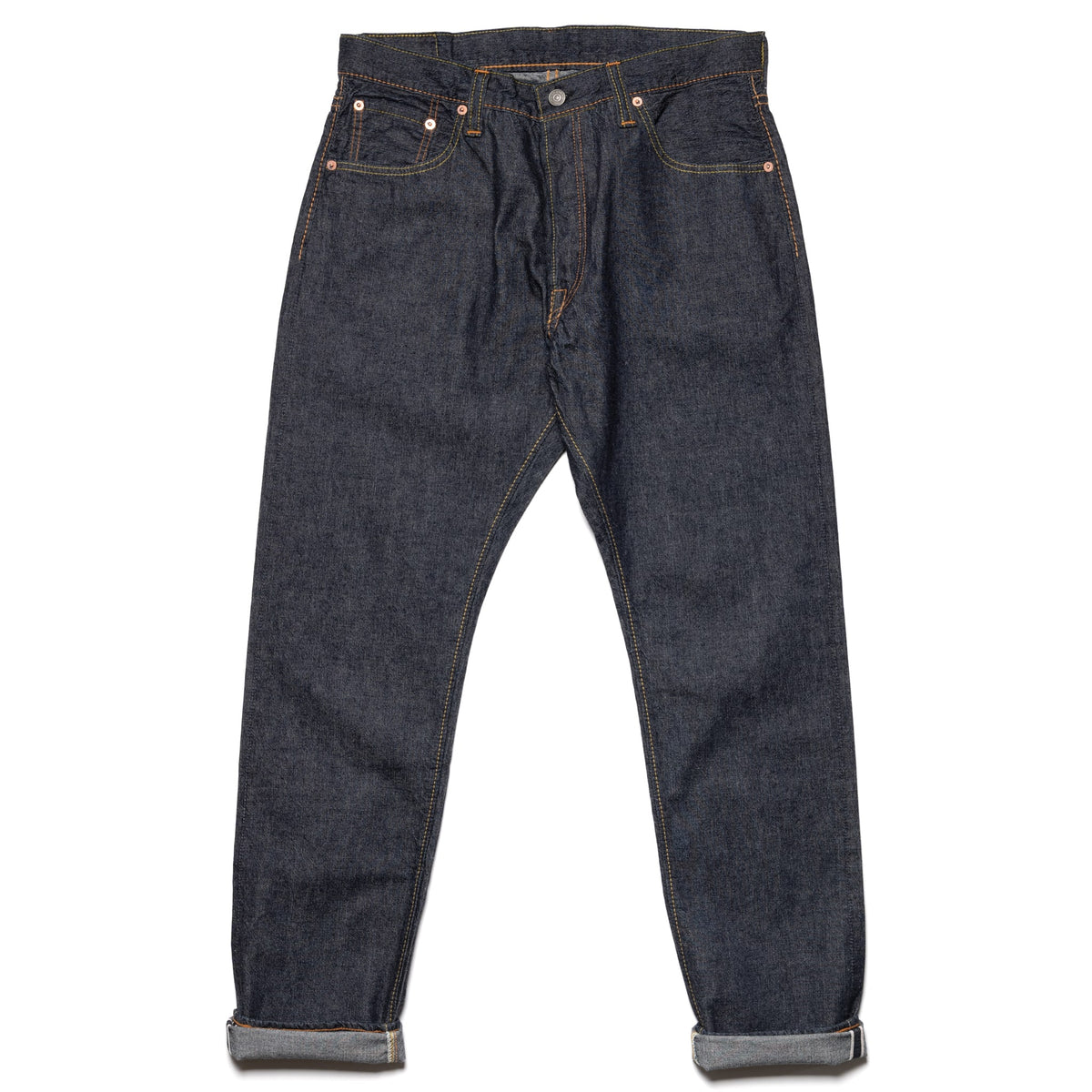 1182-019 10oz Selvedge Denim Relaxed Tapered - Indigo x Natural White