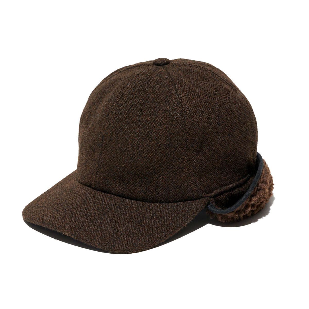 Hunting Cap - Dark Brown Wool Poly Heavy Tweed