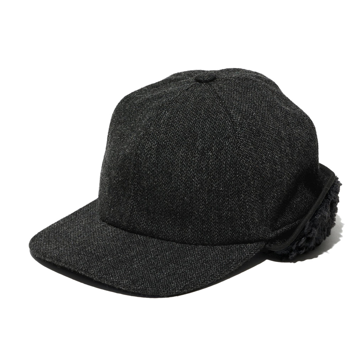 Hunting Cap - Charcoal Wool Poly Heavy Tweed