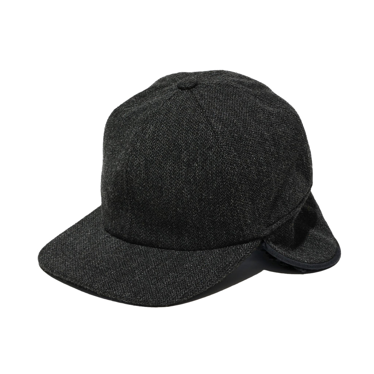 Hunting Cap - Charcoal Wool Poly Heavy Tweed