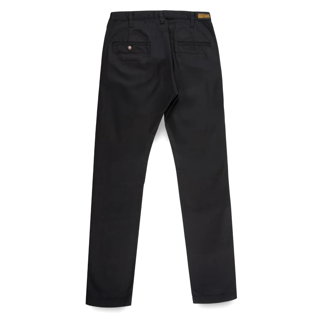 IH-727-BLK 9oz Mercerised Selvedge Cotton Medium/High Rise Tapered Chinos - Black