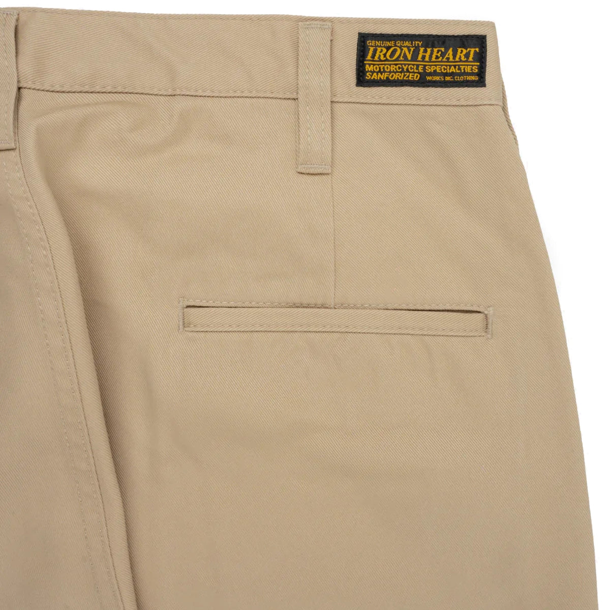 IH-727-KHA 9oz Mercerised Selvedge Cotton Medium/High Rise Tapered Chinos - Khaki