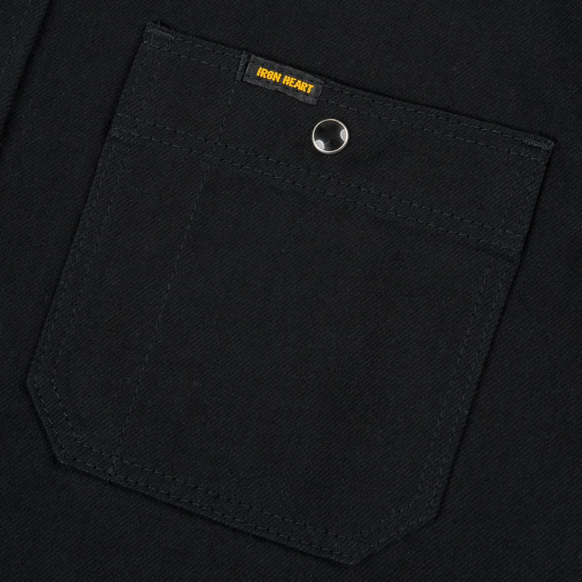 IHSH-338-BLK 12oz Selvedge Denim Work Shirt With Snaps - Black