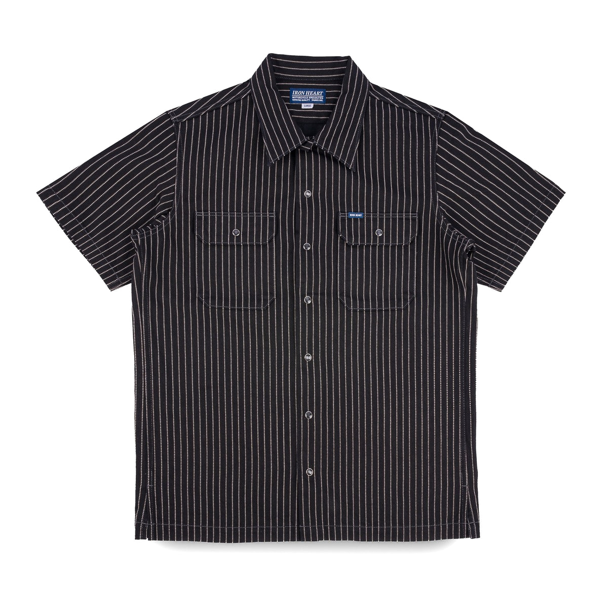 IHSH-416-BLK 10oz Wabash Short Sleeved Mechanic Shirt - Black