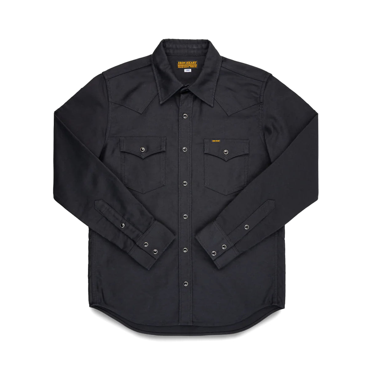 IHSH-426-BLK 12oz Military Moleskin Western Shirt - Black