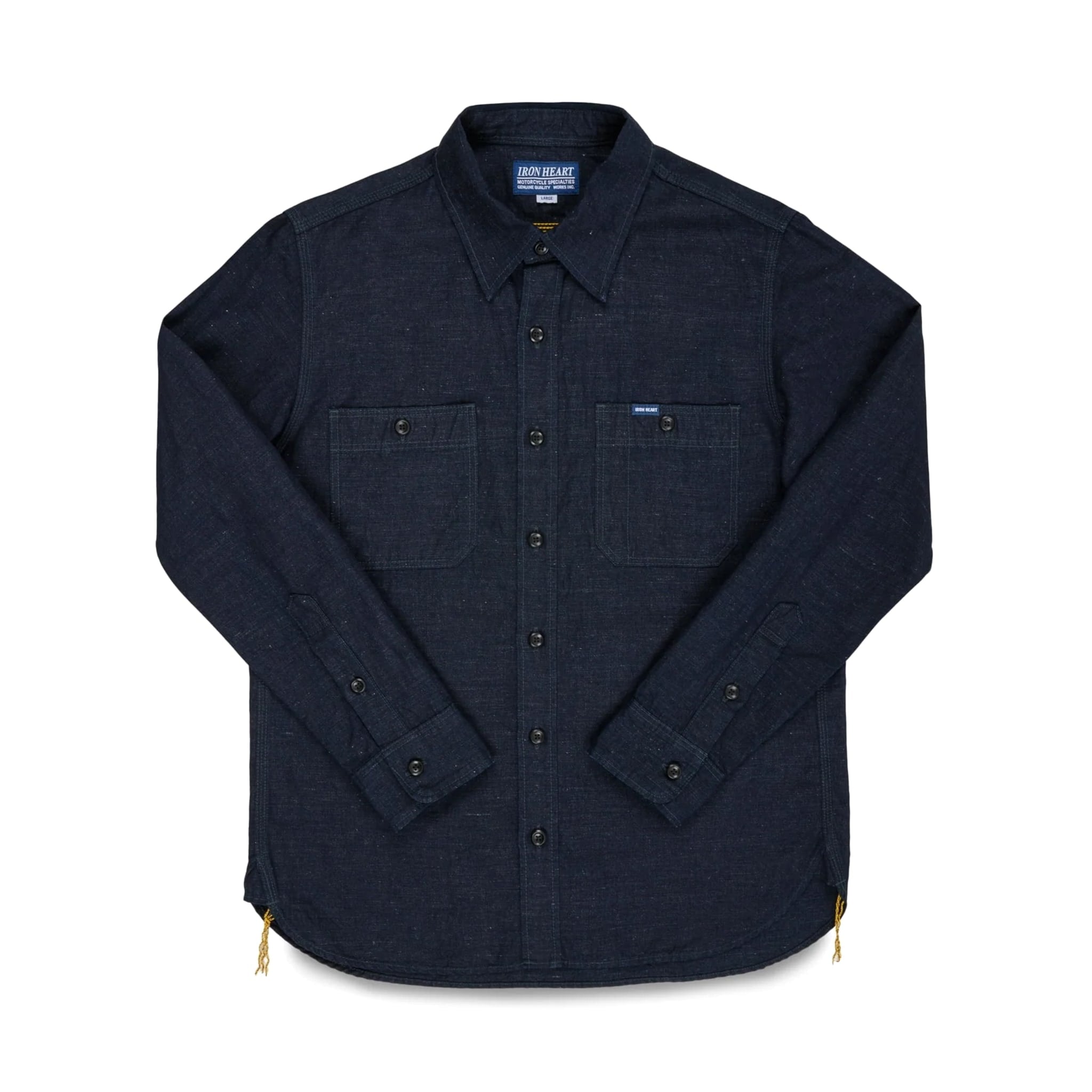 IHSH-443-IND 7oz Cotton Linen Chambray Work Shirt - Indigo