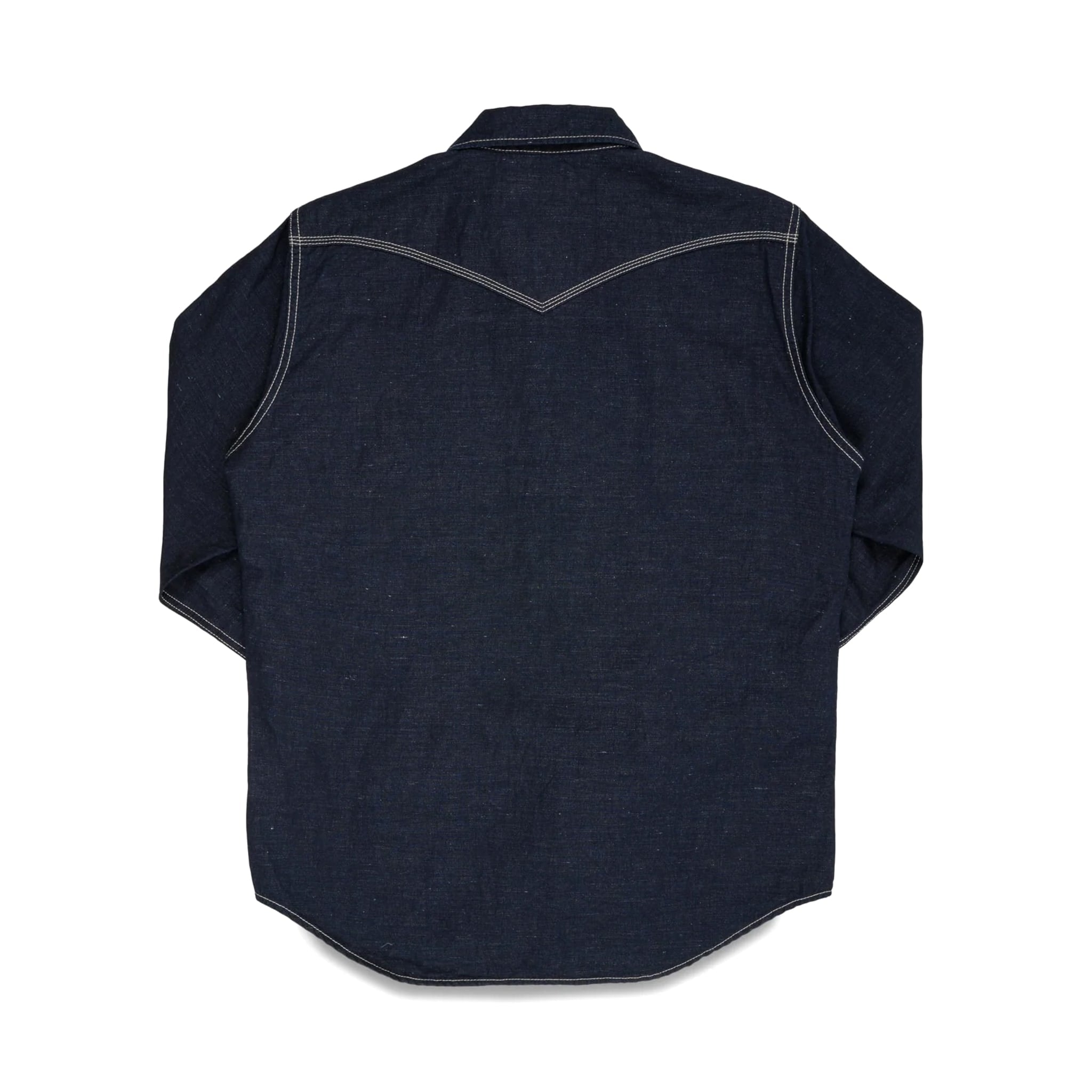 IHSH-444-IND 7oz Cotton Linen Chambray Western Shirt - Indigo