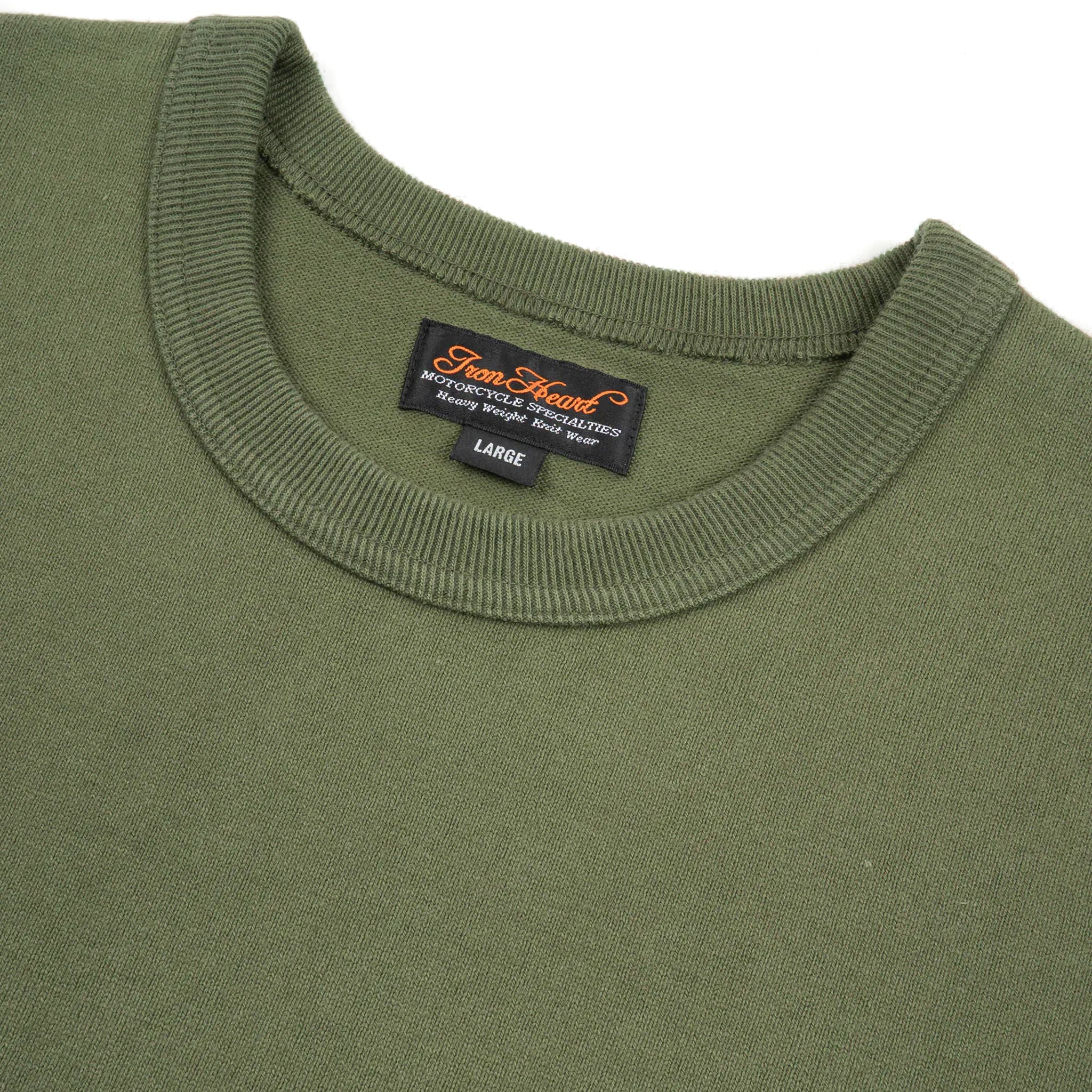 IHT-1600-OLV 11oz Cotton Knit Crew Neck T-Shirt - Olive