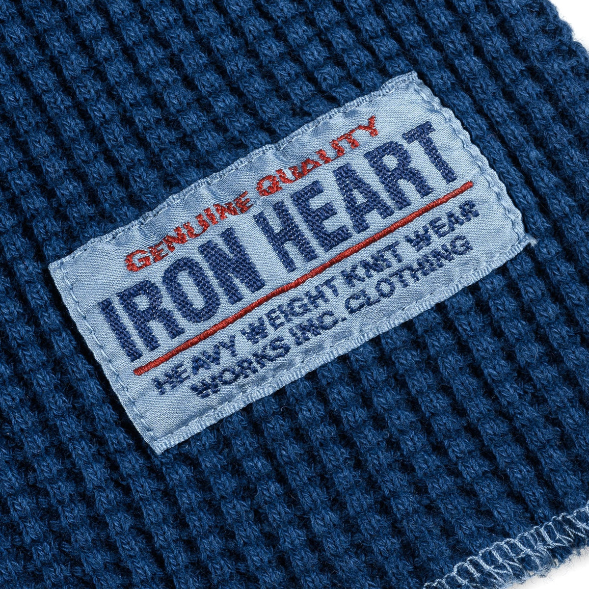 IHTL-1301-IND Waffle Knit Long Sleeved Crew Neck Thermal Top - Indigo Dyed