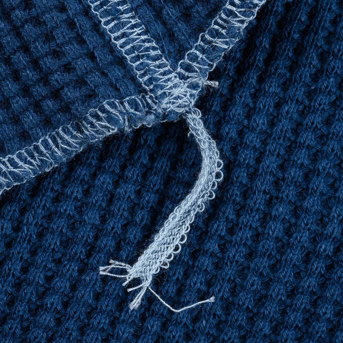 IHTL-1301-IND Waffle Knit Long Sleeved Crew Neck Thermal Top - Indigo Dyed