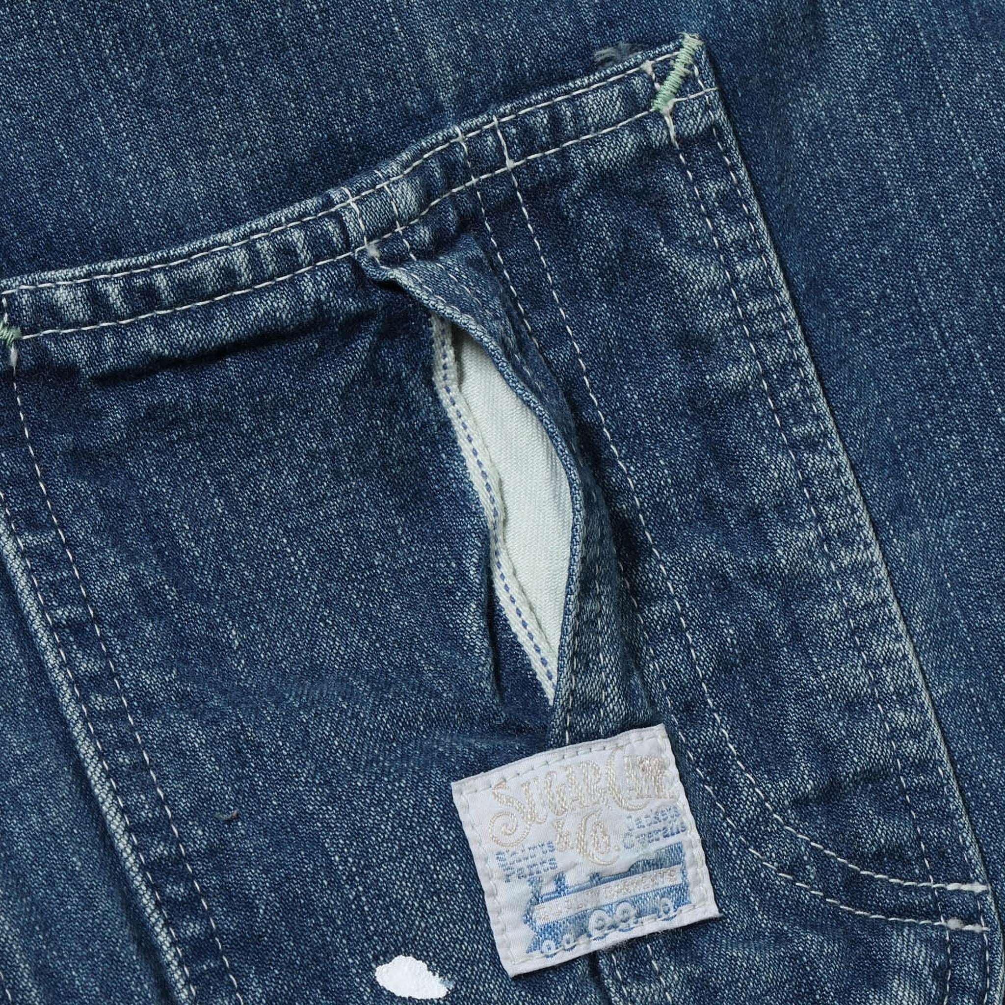 SC15708 11oz Blue Denim Work Coat Aged Model