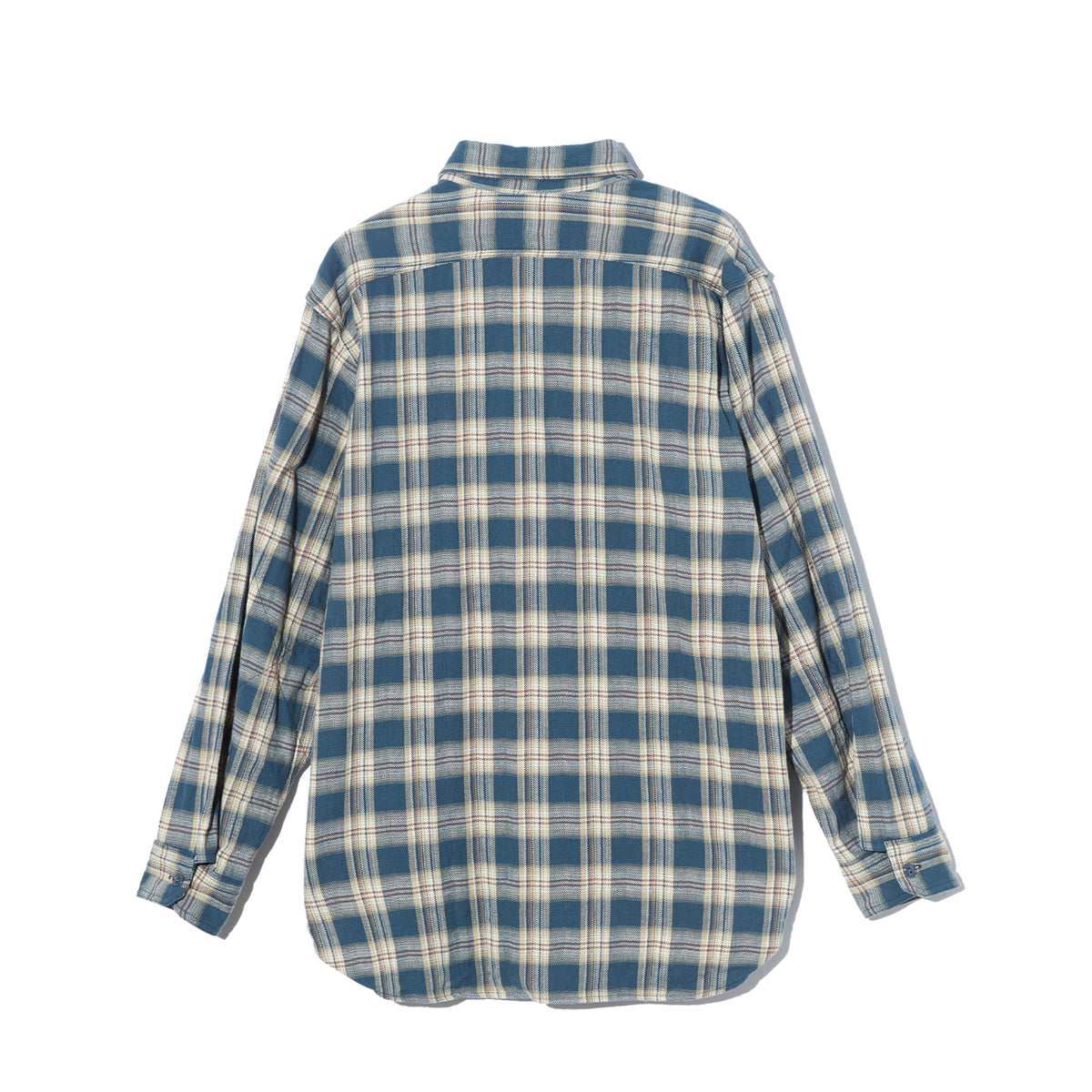Work Shirt - Navy Cotton Plaid Jacquard