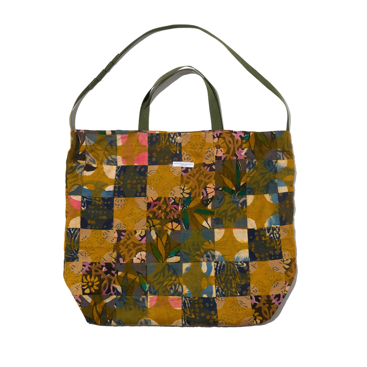 Carry All Tote - Olive Cotton Multi Pattern Patchwork