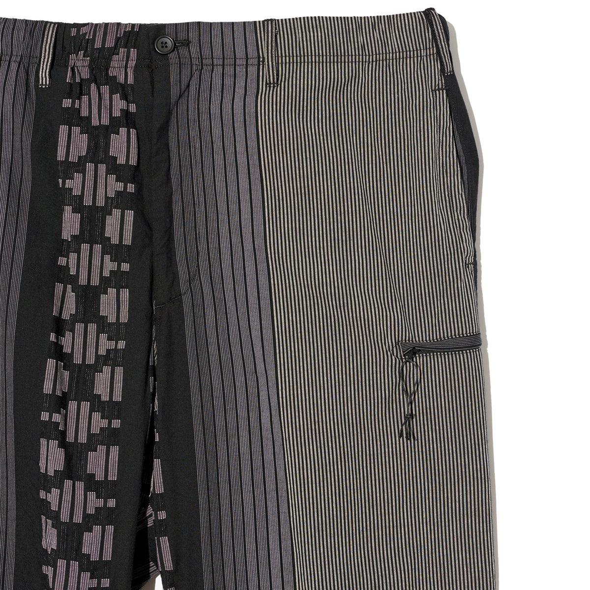Drawstring Pant - Black/Grey Multi Pattern Stripe Jacquard