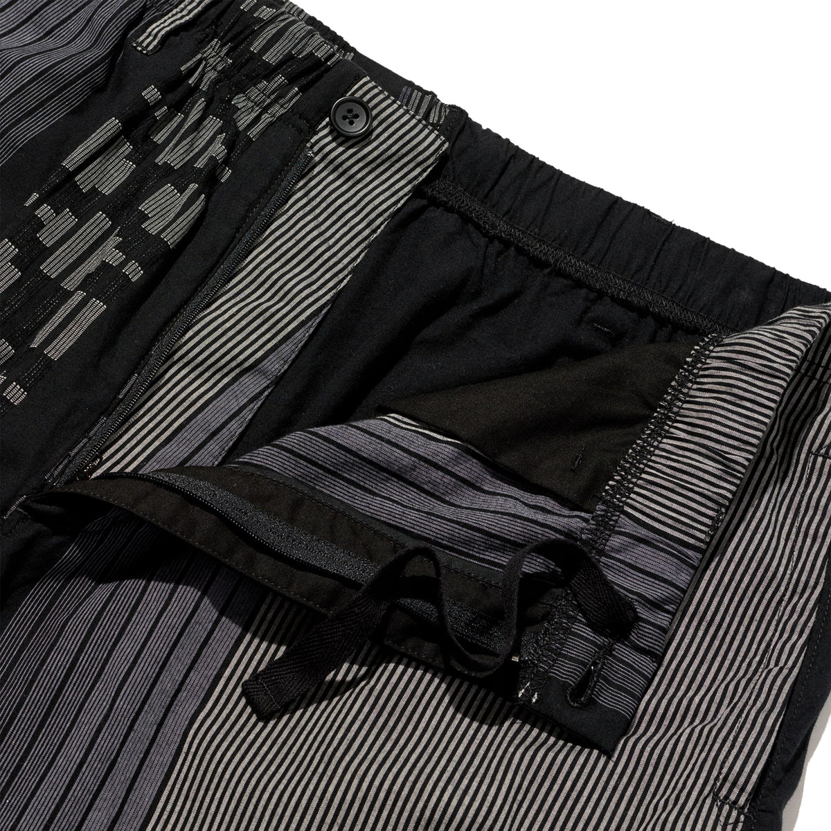 Drawstring Pant - Black/Grey Multi Pattern Stripe Jacquard