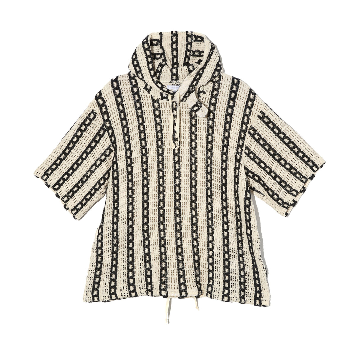 Short Sleeve Hoody - White/Black Stripe CP Crochet