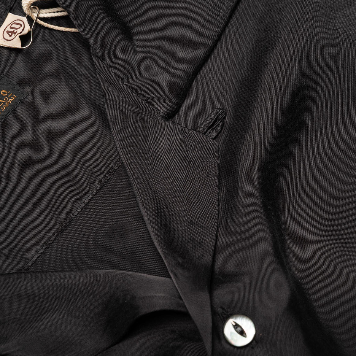 4100-3 Fibril Cupro Open Collar S/S Shirt - Black