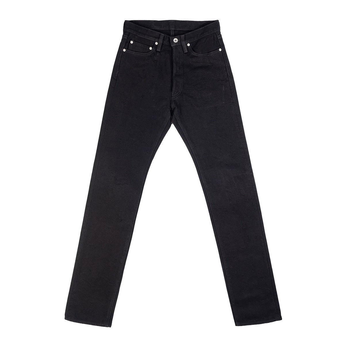 IH-888S-SBG 21oz Selvedge Denim Medium High Rise Tapered Cut Jeans Superblack Fades To Grey Front