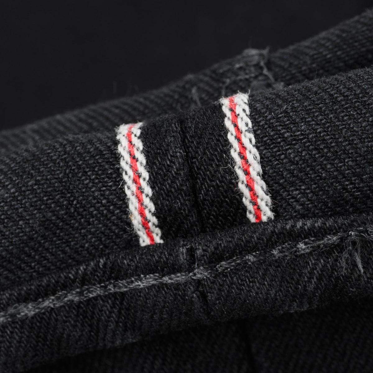 IH-666S-142bb 14oz Selvedge Denim Slim Straight Cut Jeans - Black/Black