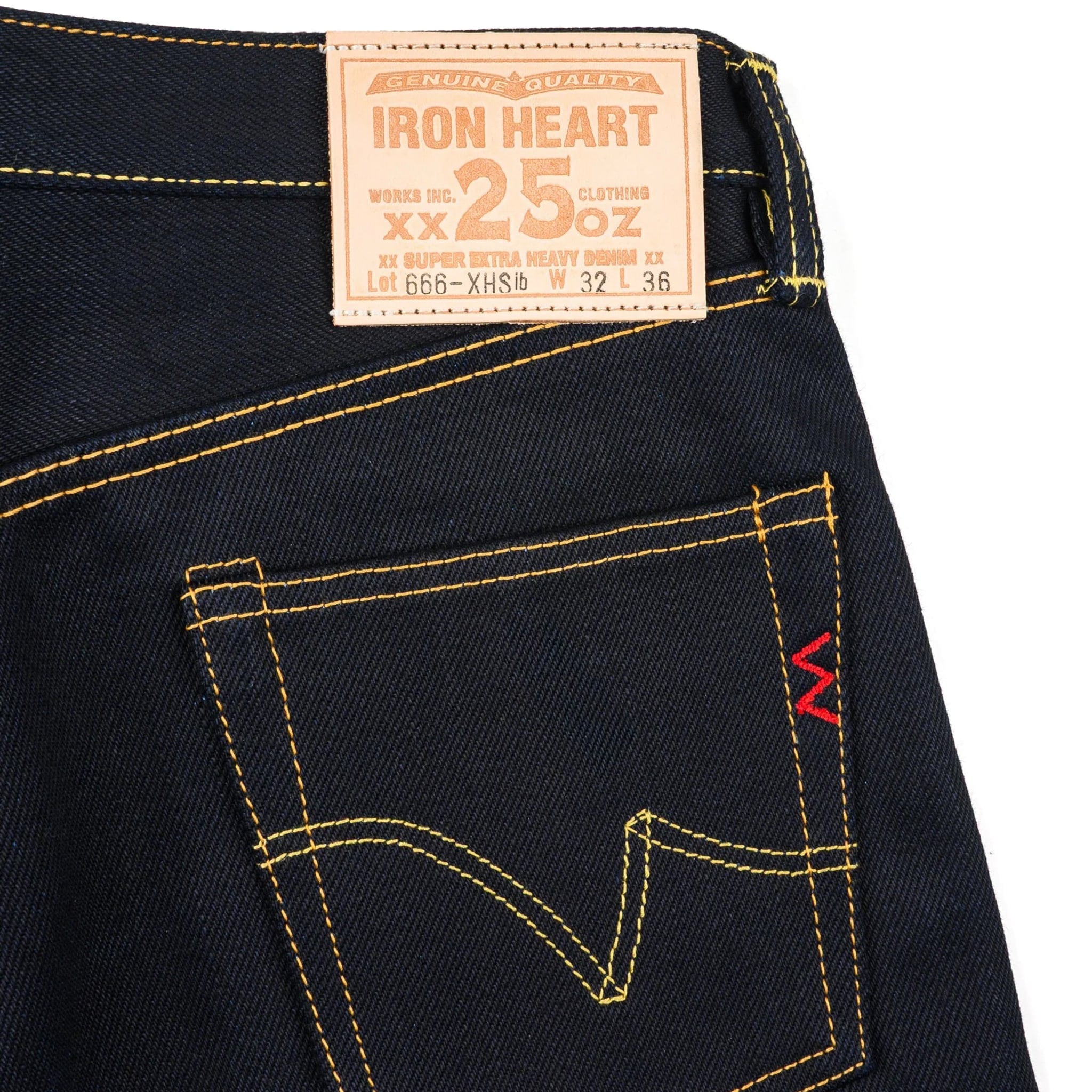 IH-666-XHSib 25oz Selvedge Denim Slim Straight Cut Jeans - Indigo/Black