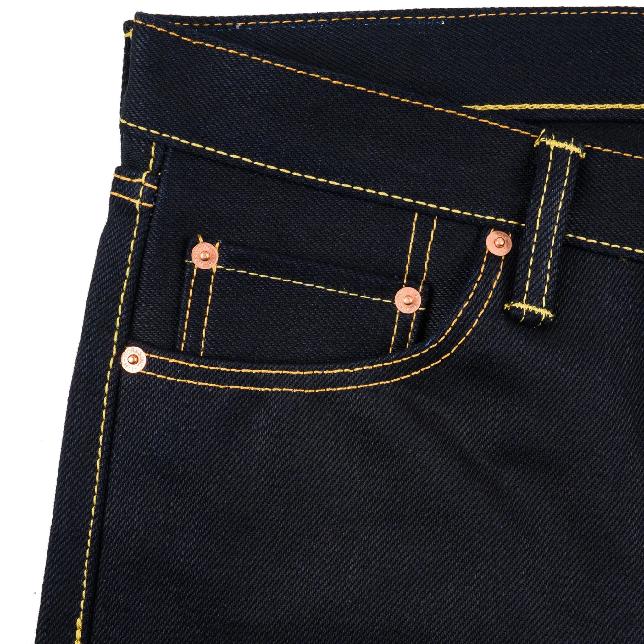 IH-666-XHSib 25oz Selvedge Denim Slim Straight Cut Jeans - Indigo/Black