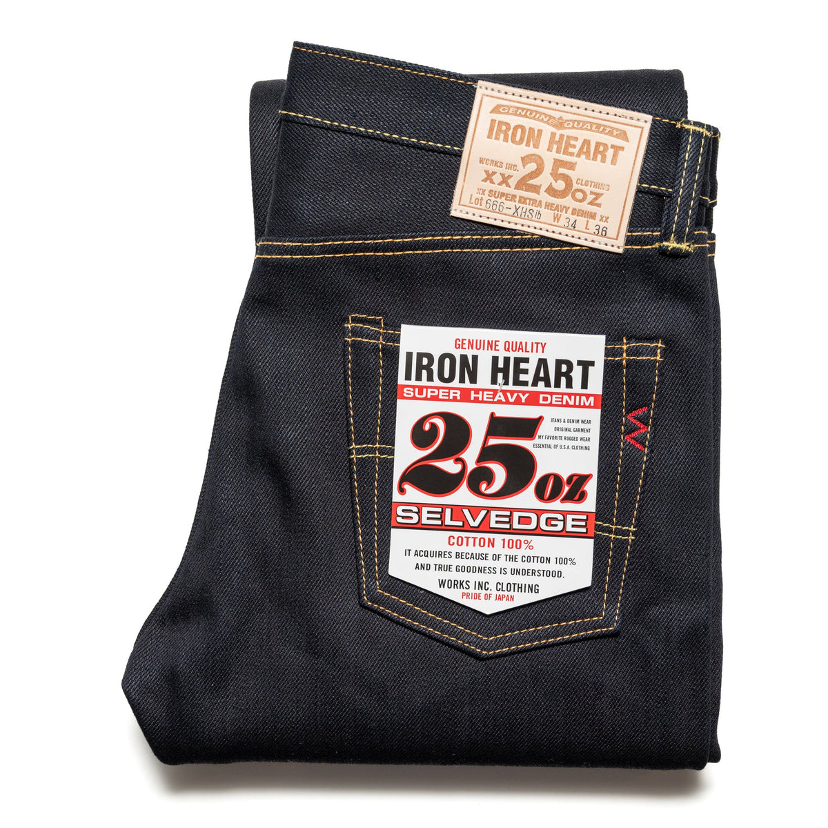 IH-666-XHSib 25oz Selvedge Denim Slim Straight Cut Jeans - Indigo/Black