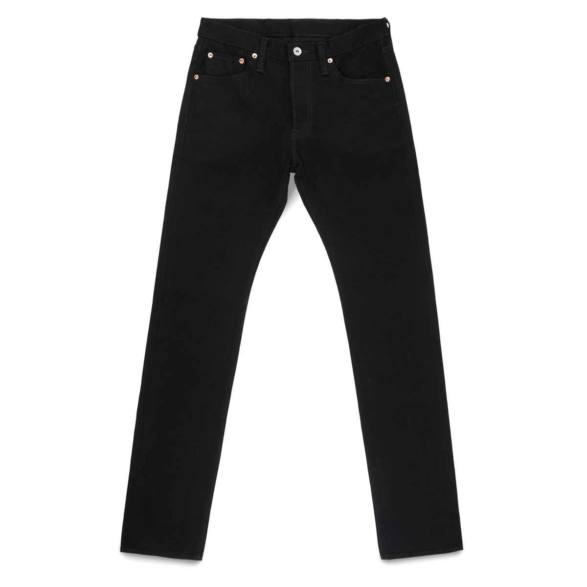 IH-777S-142bb 14oz Selvedge Denim Slim Tapered Cut Jeans - Black/Black