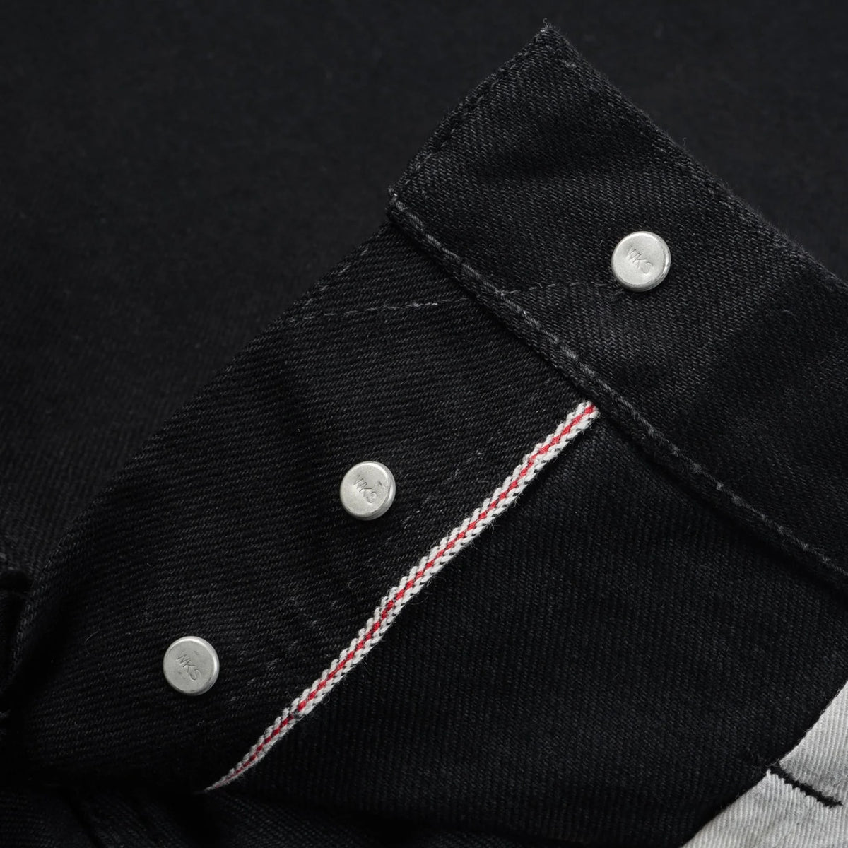 IH-777S-142bb 14oz Selvedge Denim Slim Tapered Cut Jeans - Black/Black