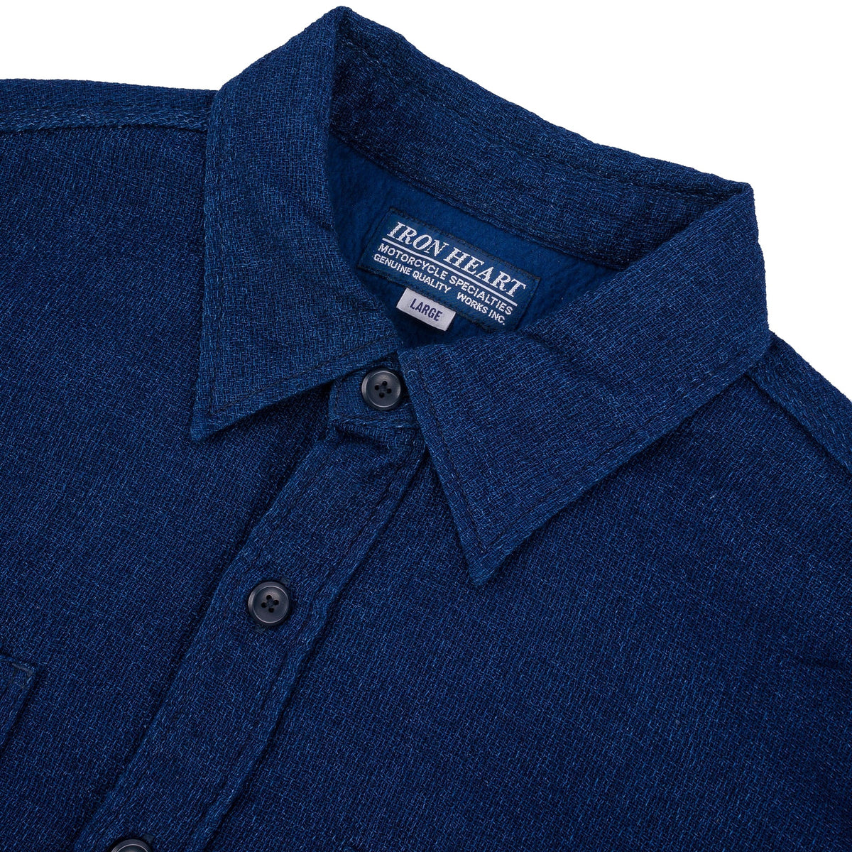 IHSH-417-IND 5oz Double Gauze Short Sleeved Work Shirt - Indigo