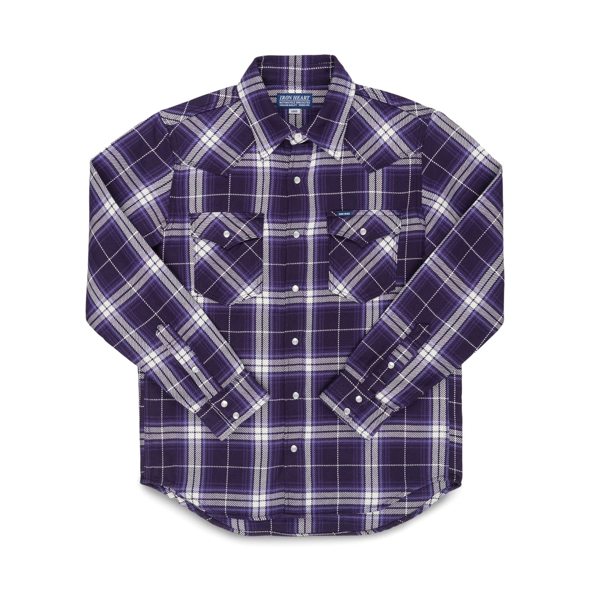 IHSH-439-PUR 9oz Selvedge Flannel Check Western Shirt - Purple