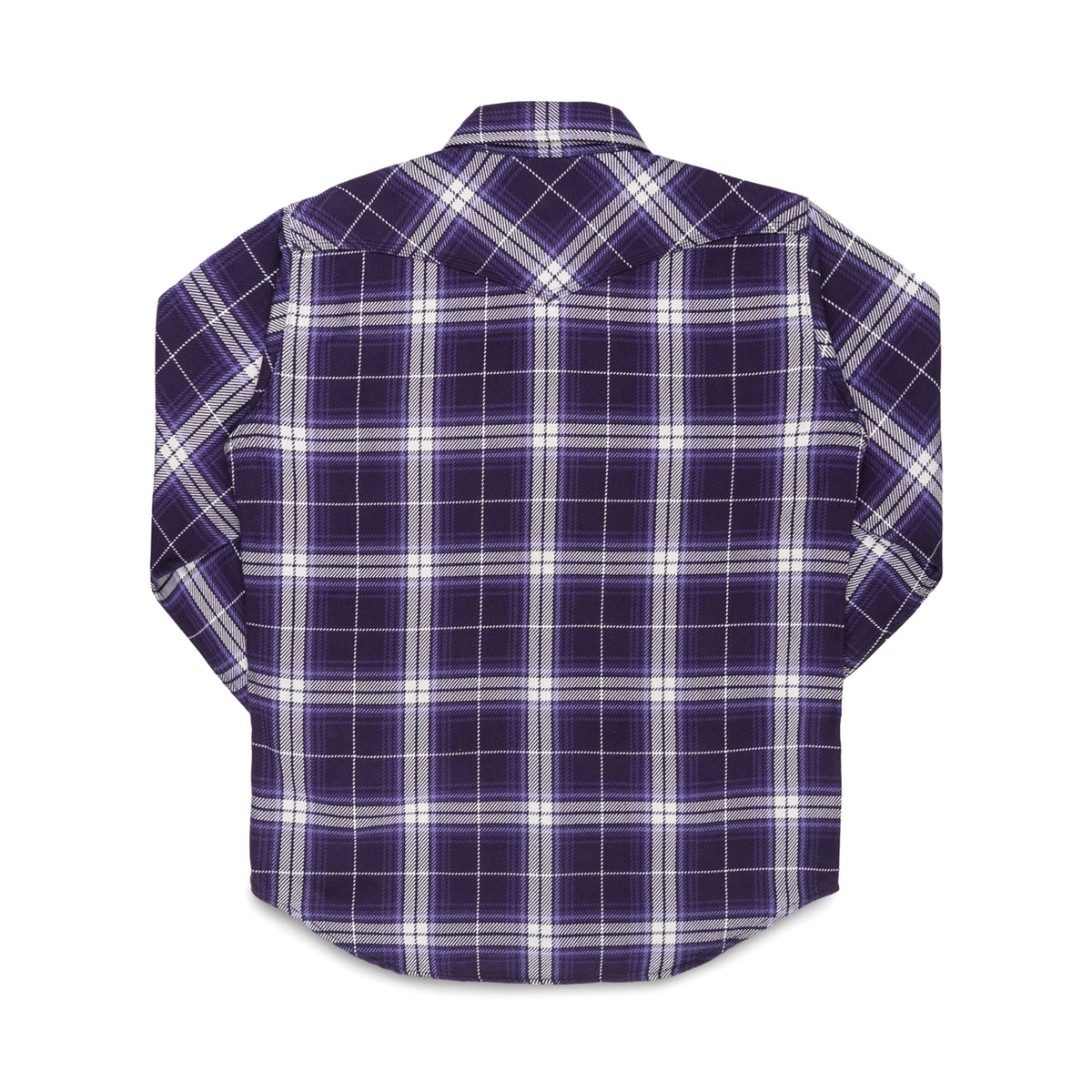 IHSH-439-PUR 9oz Selvedge Flannel Check Western Shirt - Purple