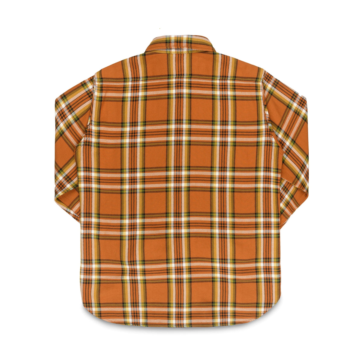 IHSH-442-ORA 9oz Selvedge Flannel Check Work Shirt - Orange
