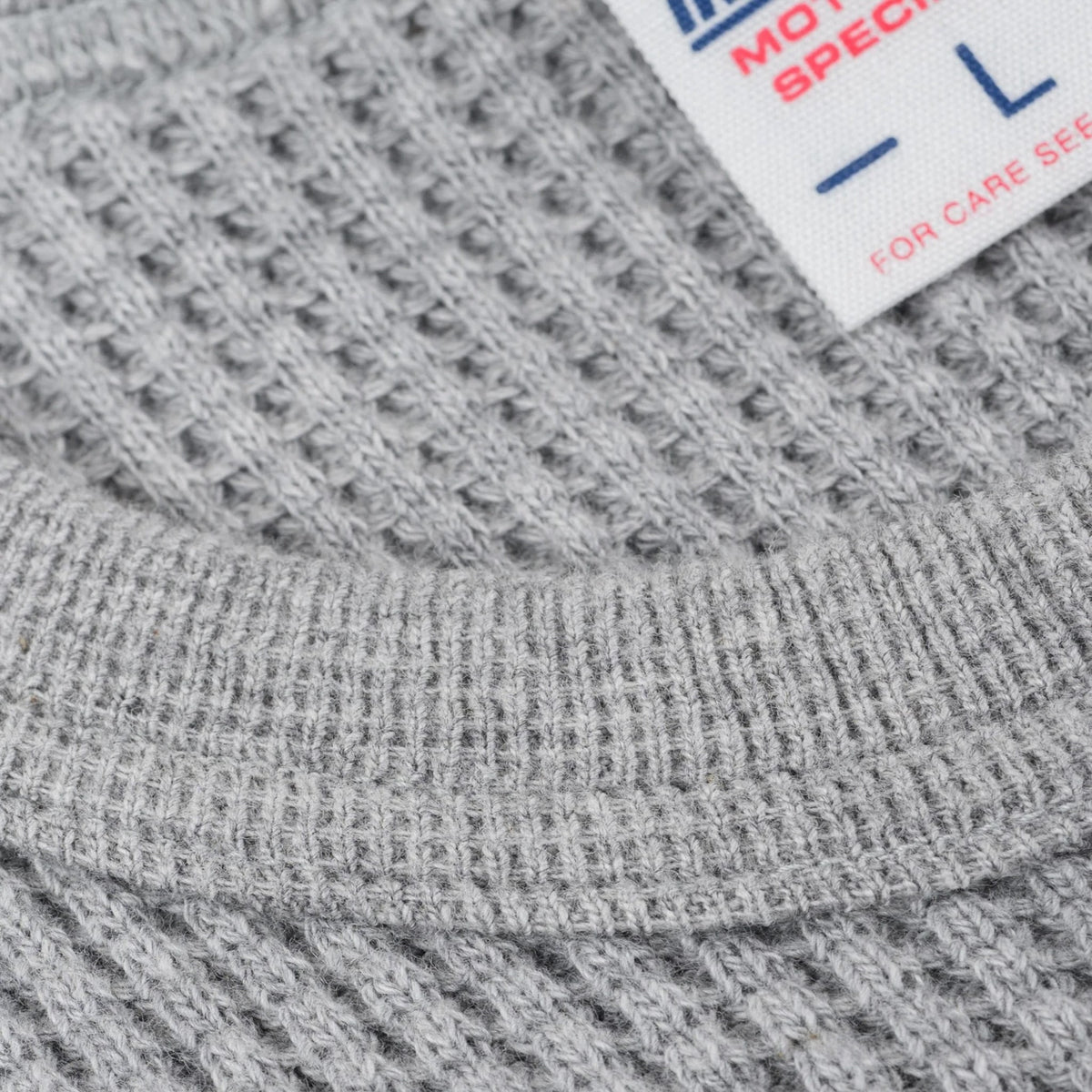 IHTL-1301-GRY Waffle Knit Long Sleeved Crew Neck Thermal Top - Grey