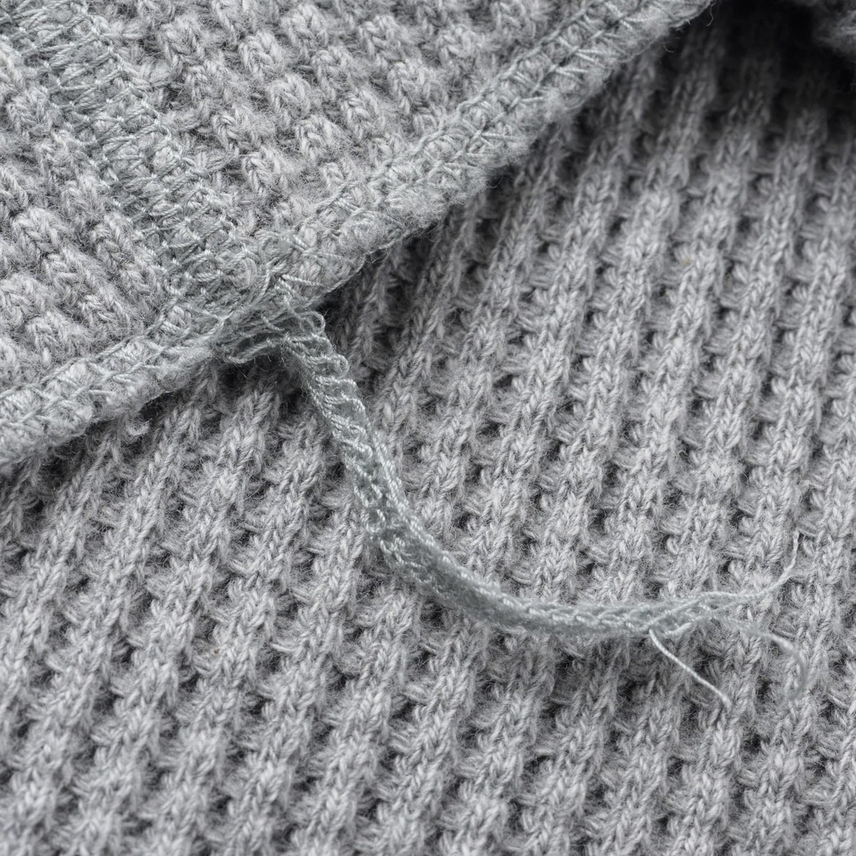 IHTL-1301-GRY Waffle Knit Long Sleeved Crew Neck Thermal Top - Grey