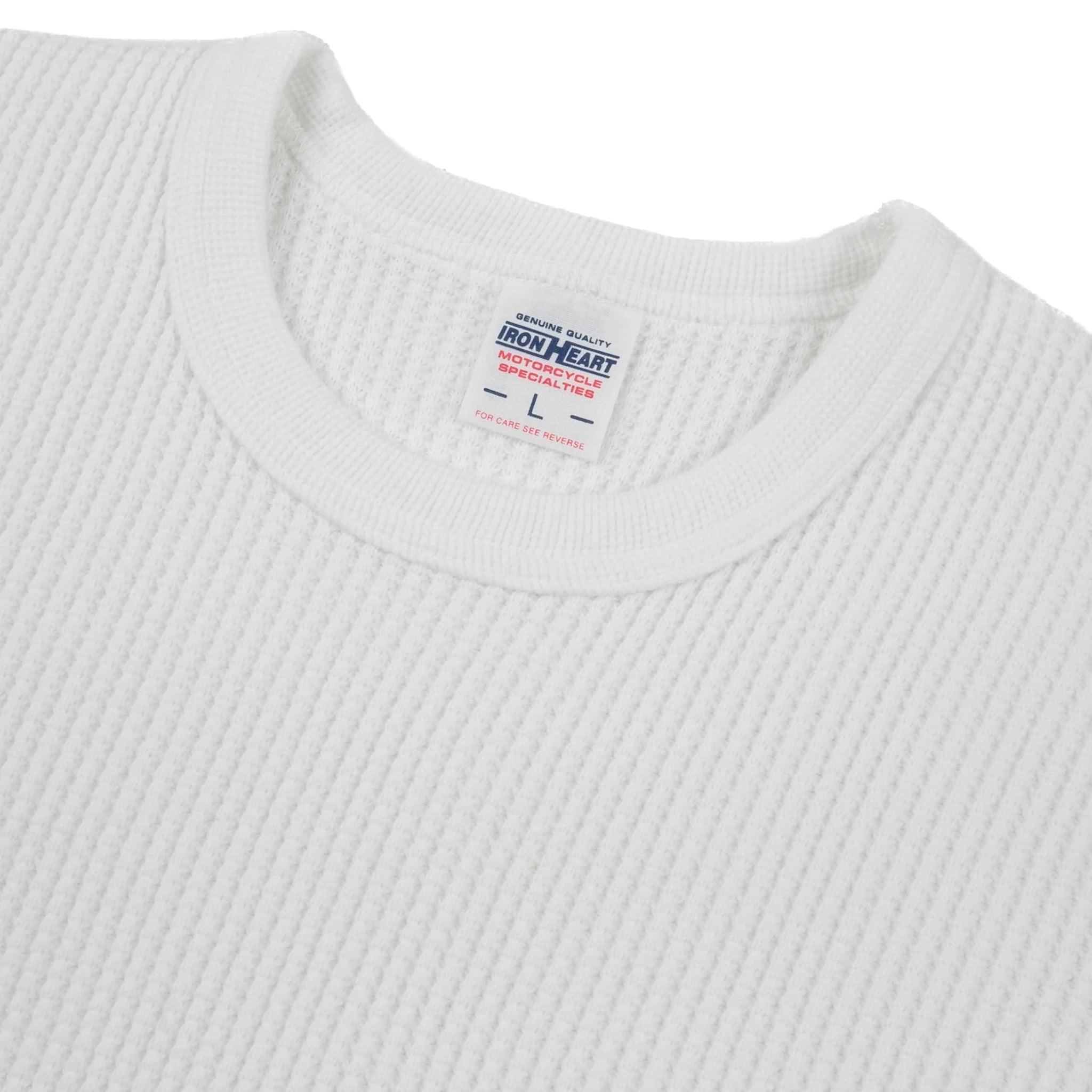 IHTL-1301-WHT Waffle Knit Long Sleeved Crew Neck Thermal Top - White