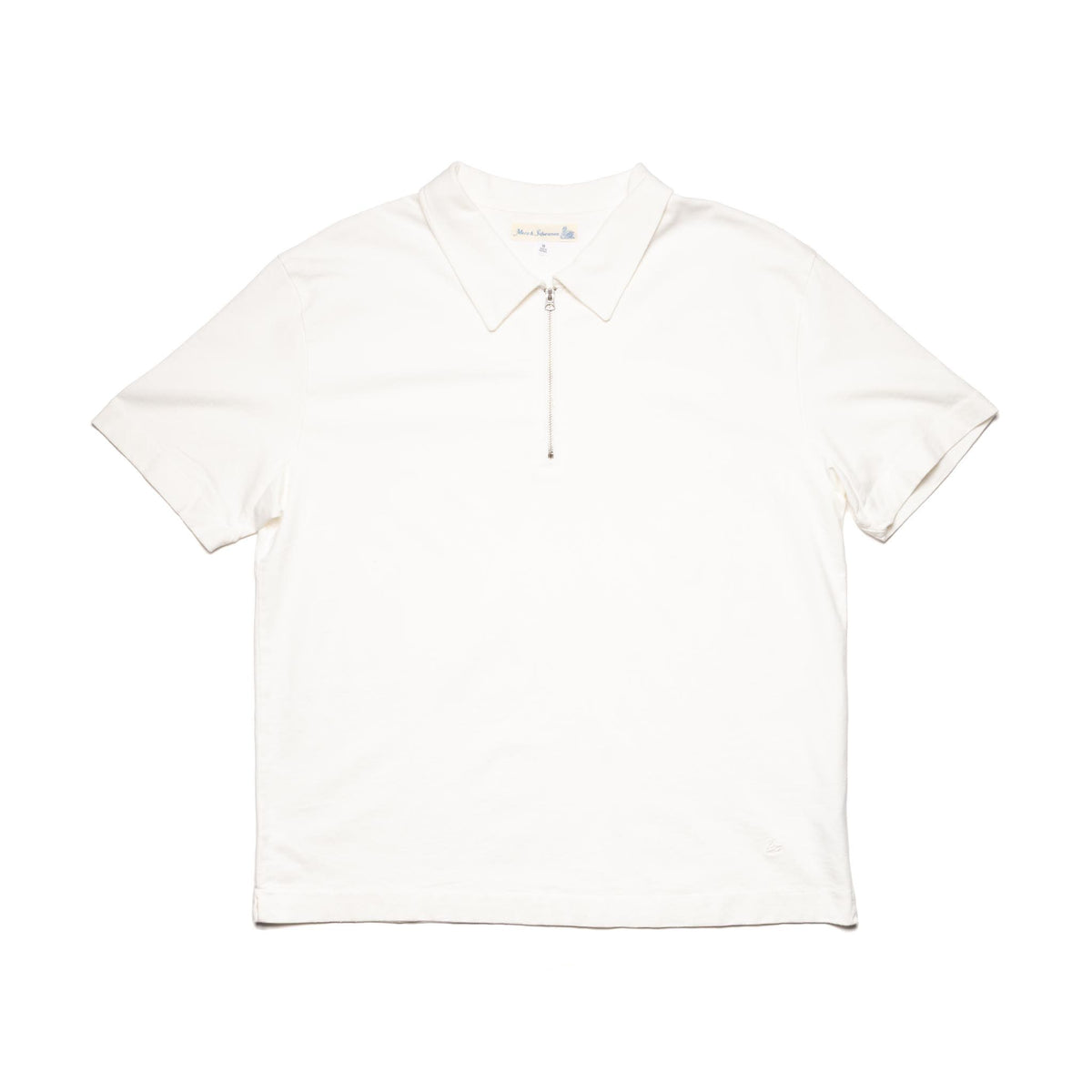 GIZAZIP01.01.4 Sturdy Boxy Fit Giza Cotton-Hemp Zip T-Shirt White