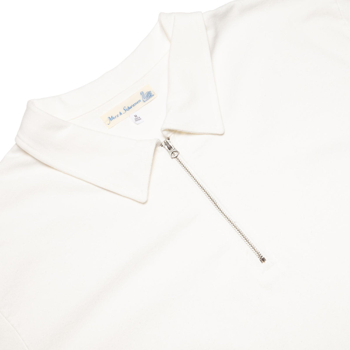 GIZAZIP01.01.4 Sturdy Boxy Fit Giza Cotton-Hemp Zip T-Shirt White