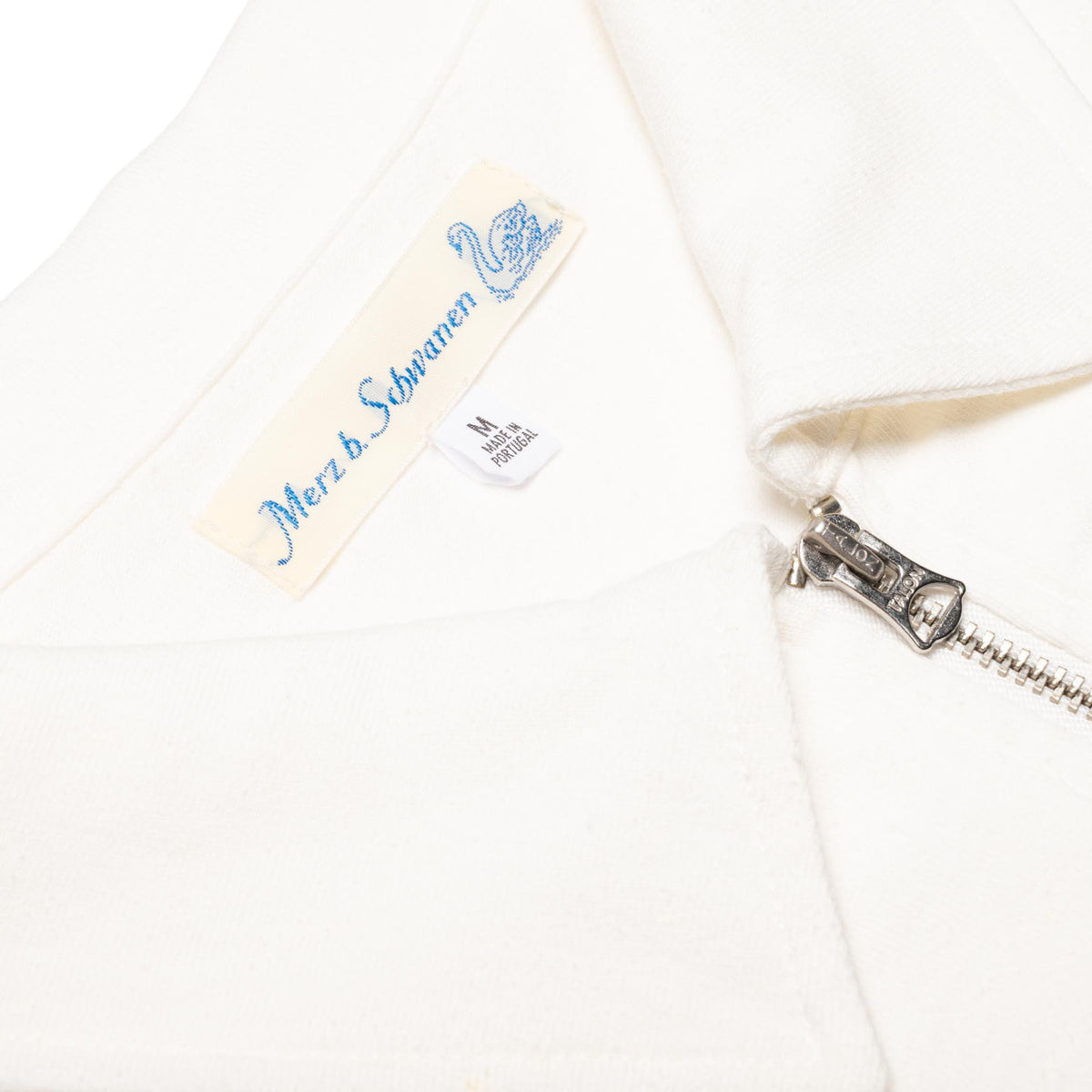 GIZAZIP01.01.4 Sturdy Boxy Fit Giza Cotton-Hemp Zip T-Shirt White