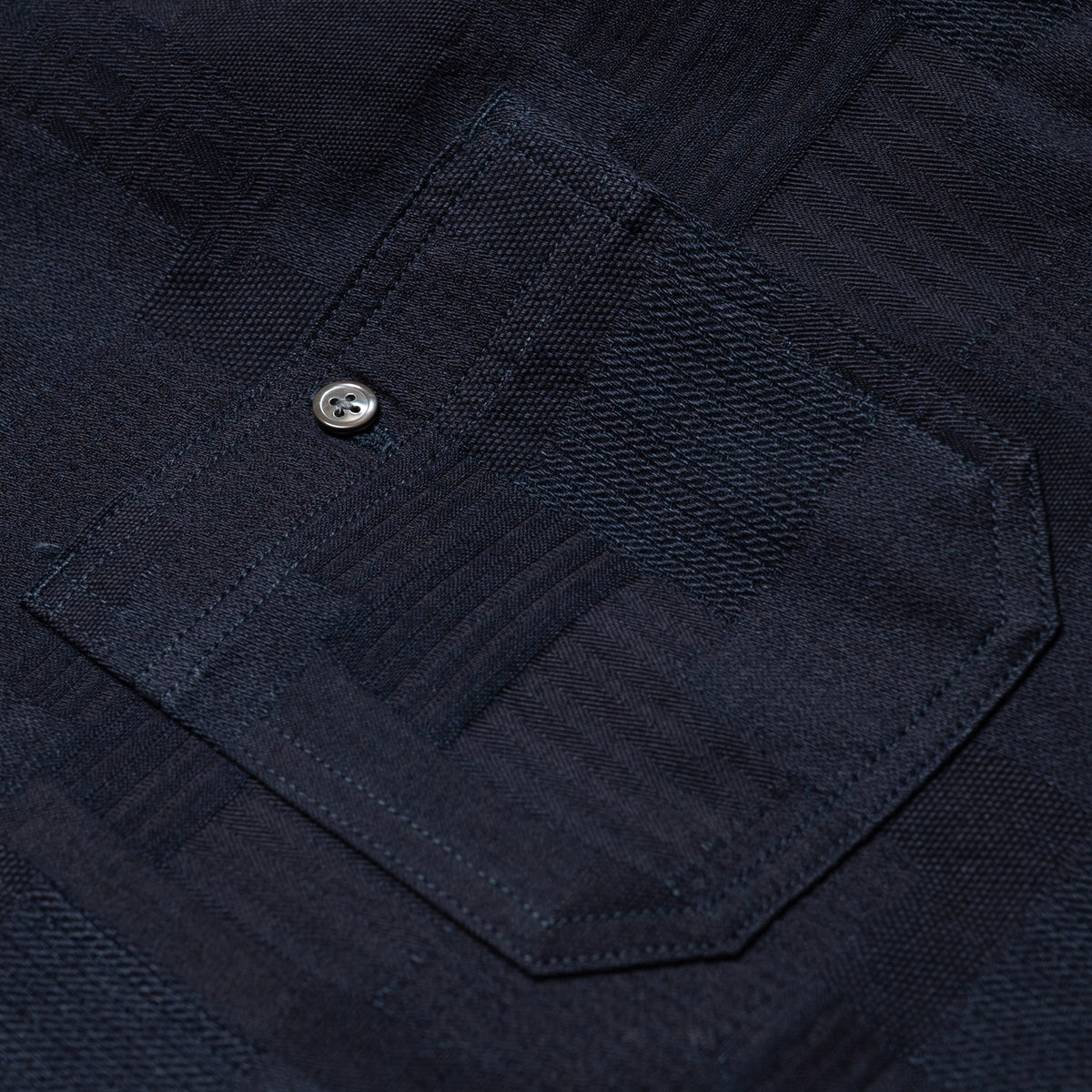 MXLS1026 Work Shirt Jacquard Indigo Patchwork