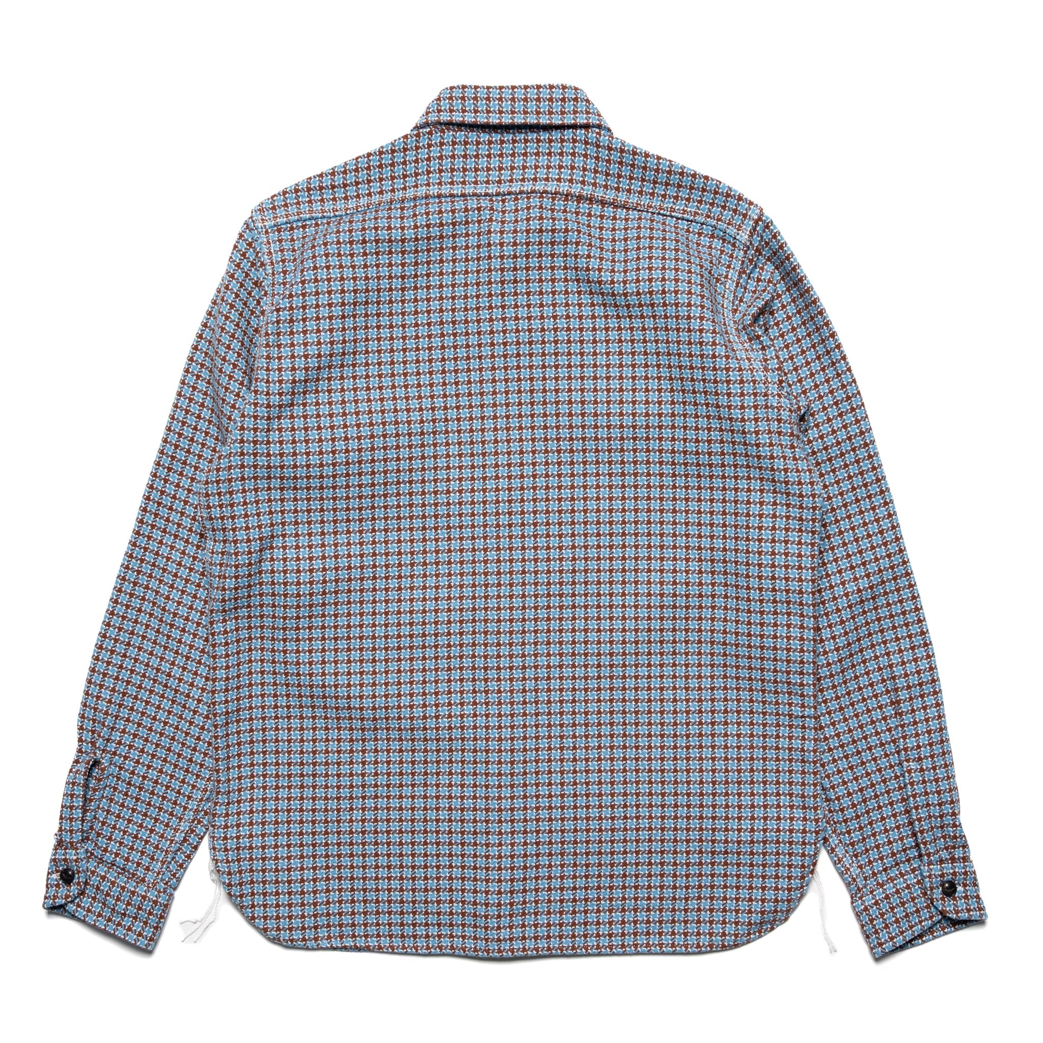 SIN25-02W Cheese Indigo Heavy Flannel Work Shirt Light Blue/Brown