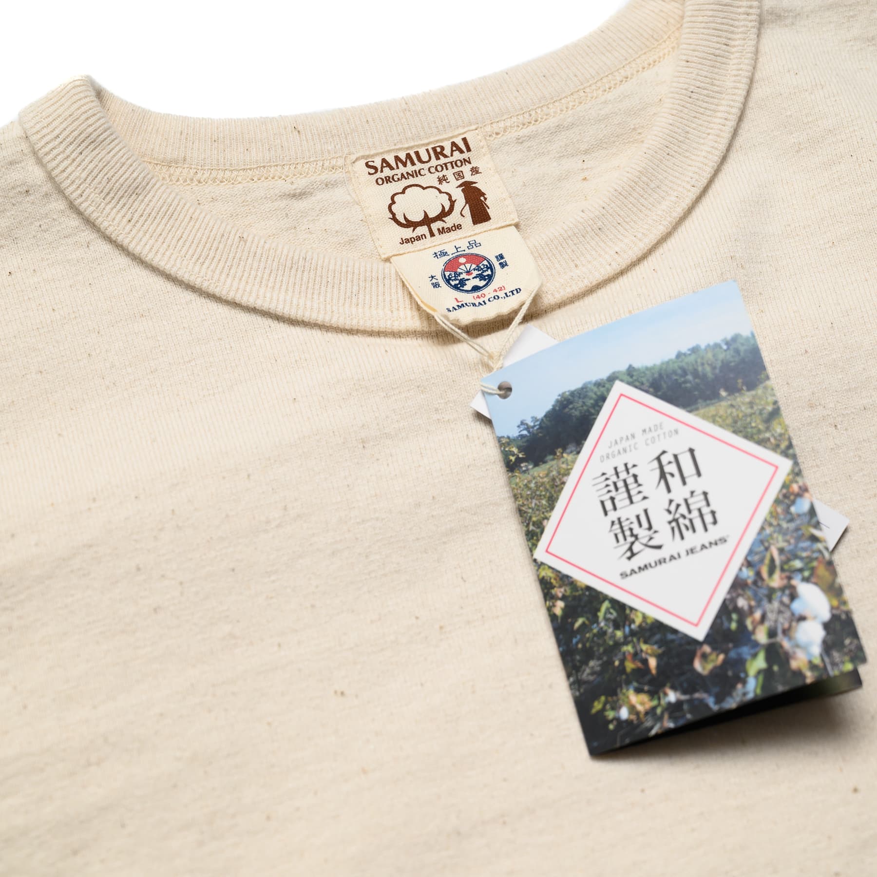SJSLT-SC01 Japanese Cotton Made Crew Neck Tee - Natural