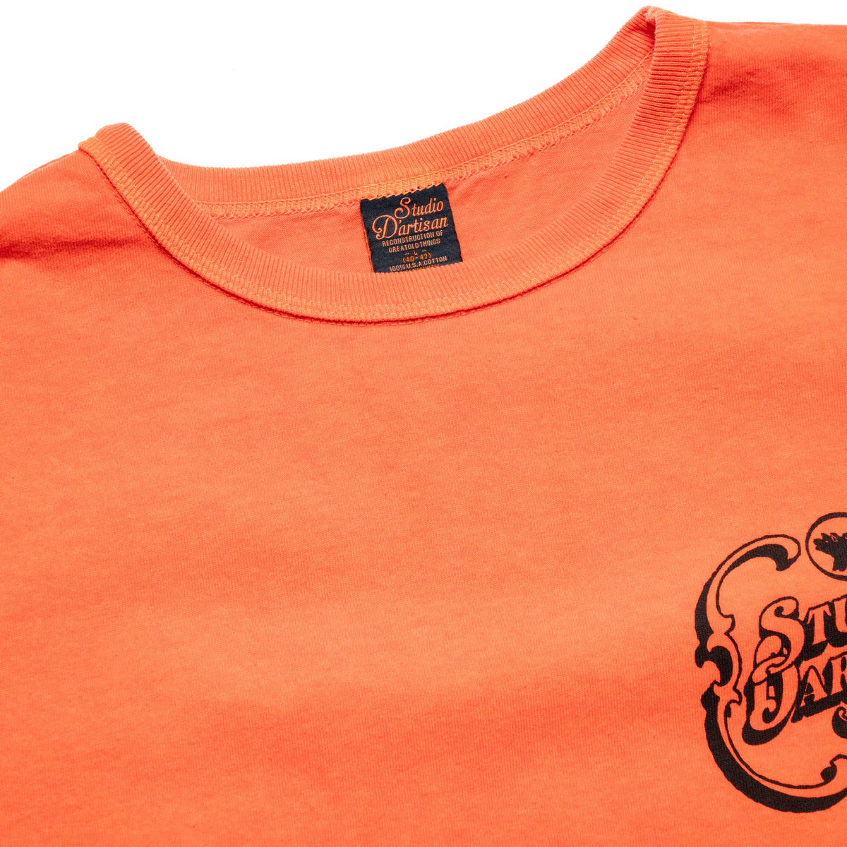 8207A USA Cotton Pigment Dye Graphic T-Shirt - Orange
