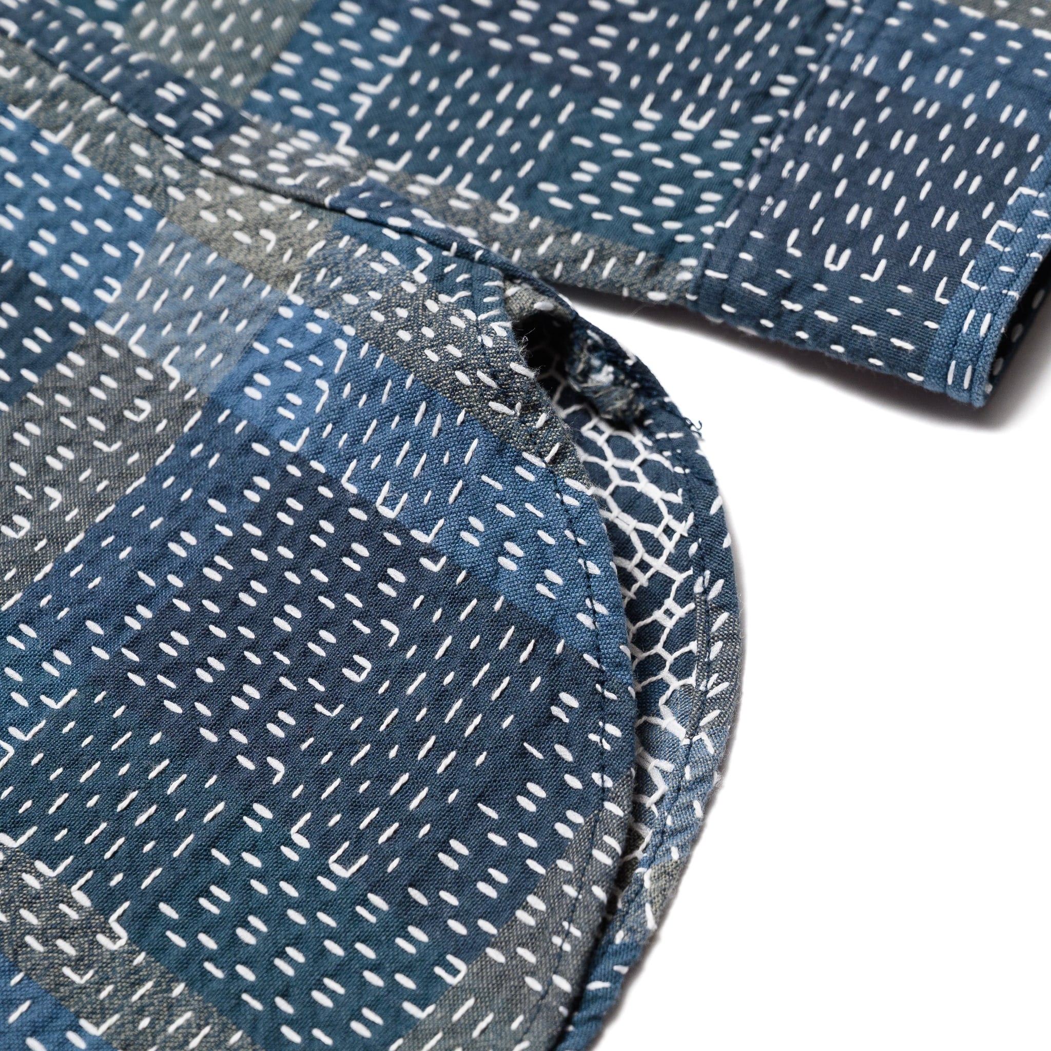5651 Sashiko Boro Noragi Work Shirt - Blue