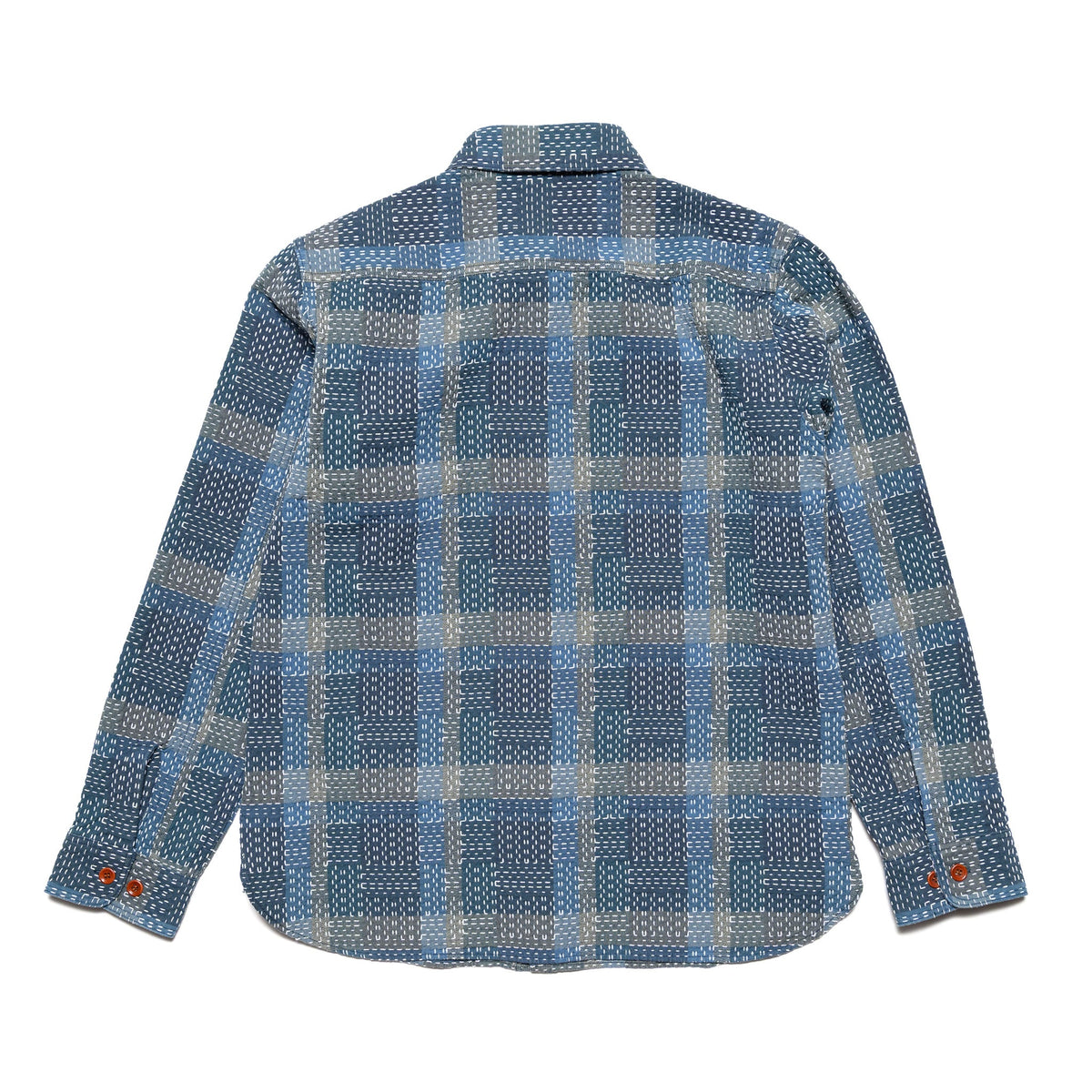 5651 Sashiko Boro Noragi Work Shirt - Blue