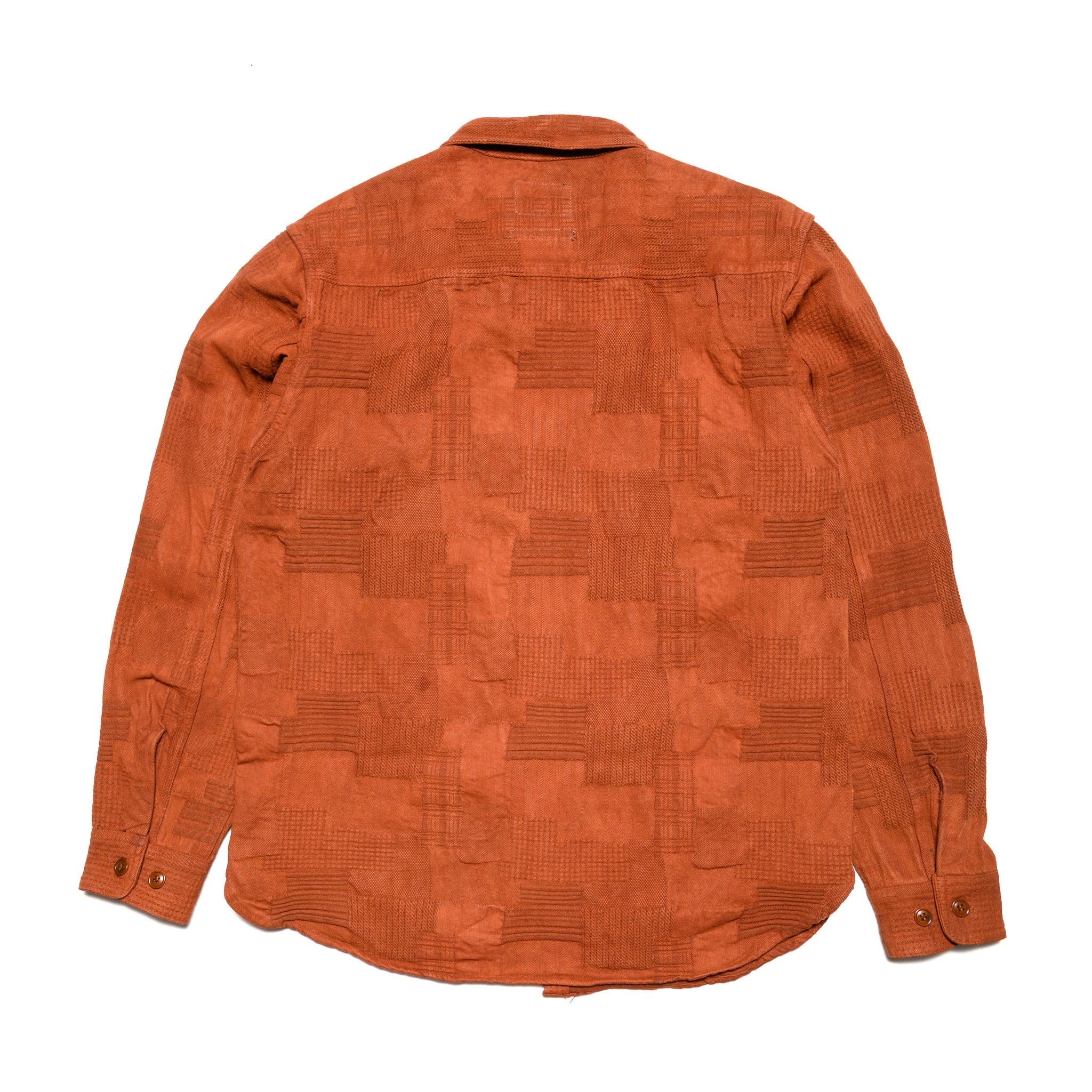 5717 "Amami Dorozome" Boro Jacquard Shirt - Brown