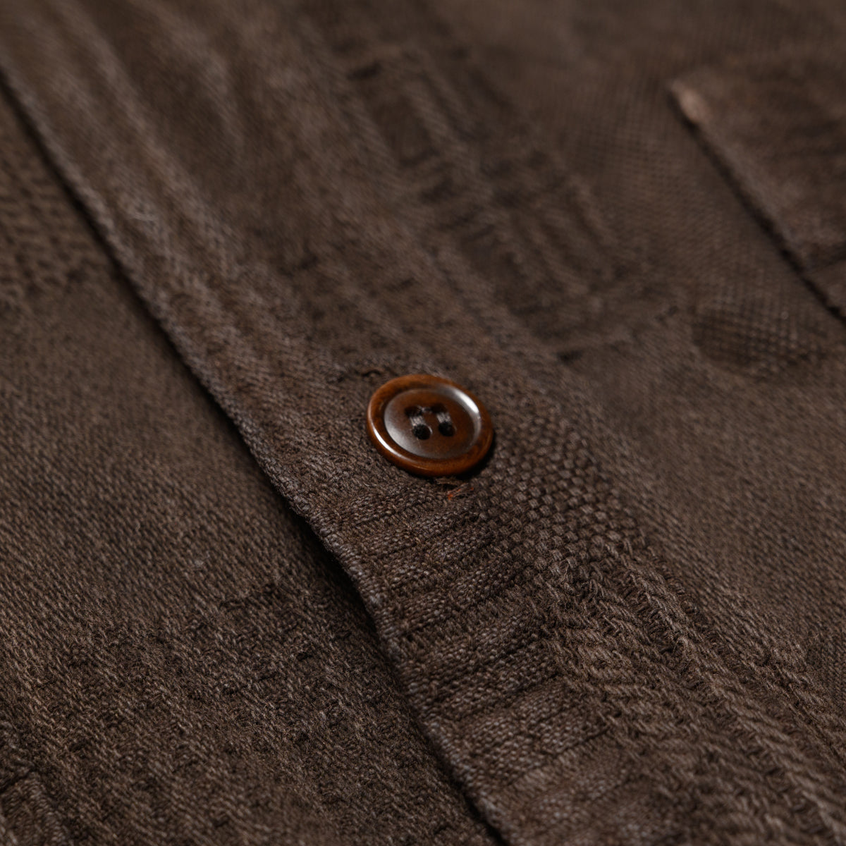 5717 "Amami Dorozome" Boro Jacquard Shirt - Dark Brown