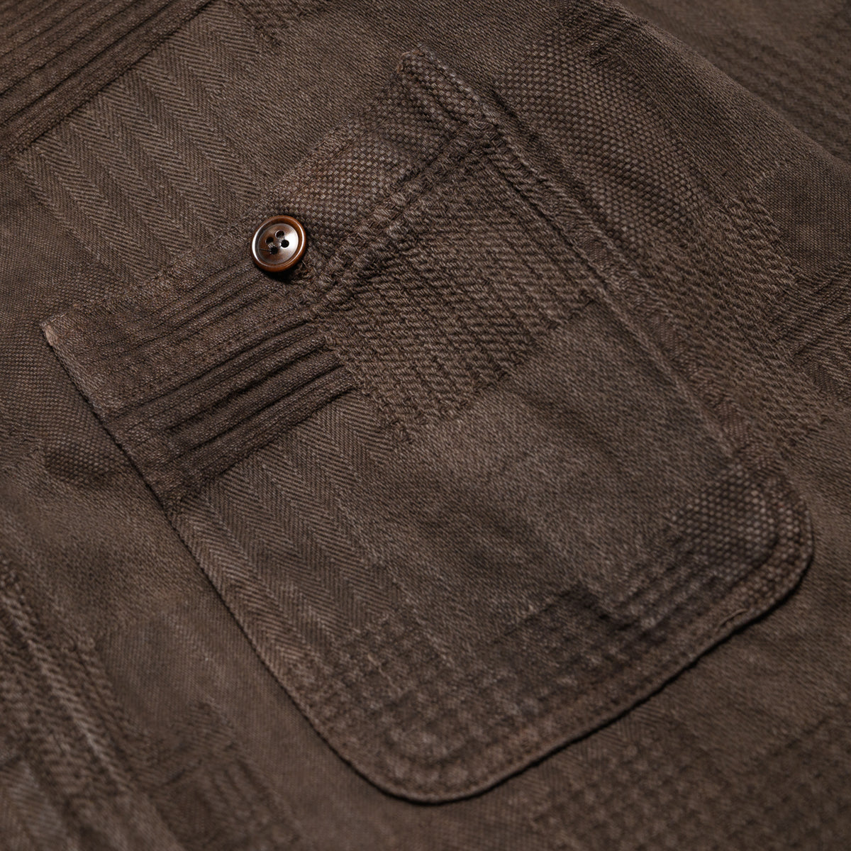 5717 "Amami Dorozome" Boro Jacquard Shirt - Dark Brown