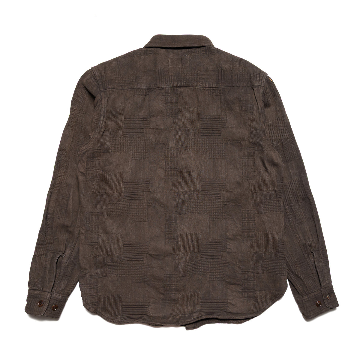 5717 "Amami Dorozome" Boro Jacquard Shirt - Dark Brown