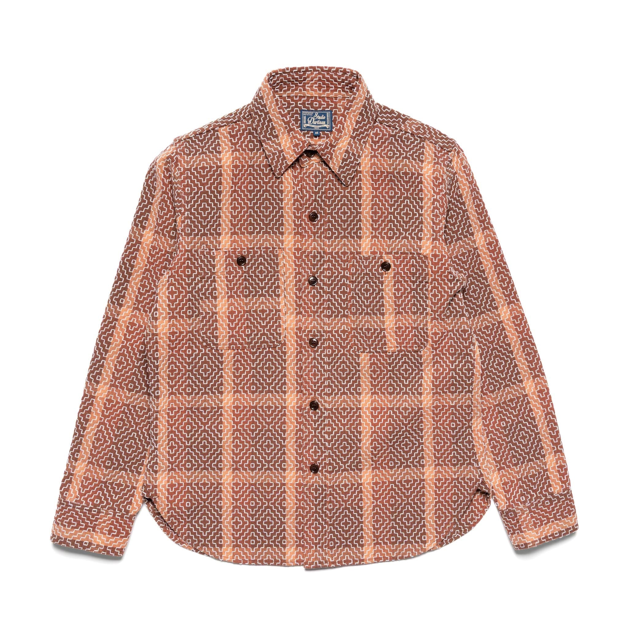 5726 Kakishibu Noragi Sashiko Work Shirt - Khaki