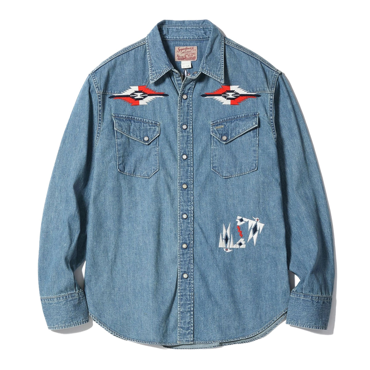 SC29473 Blue Denim Western Shirt Aged Model Embroidered